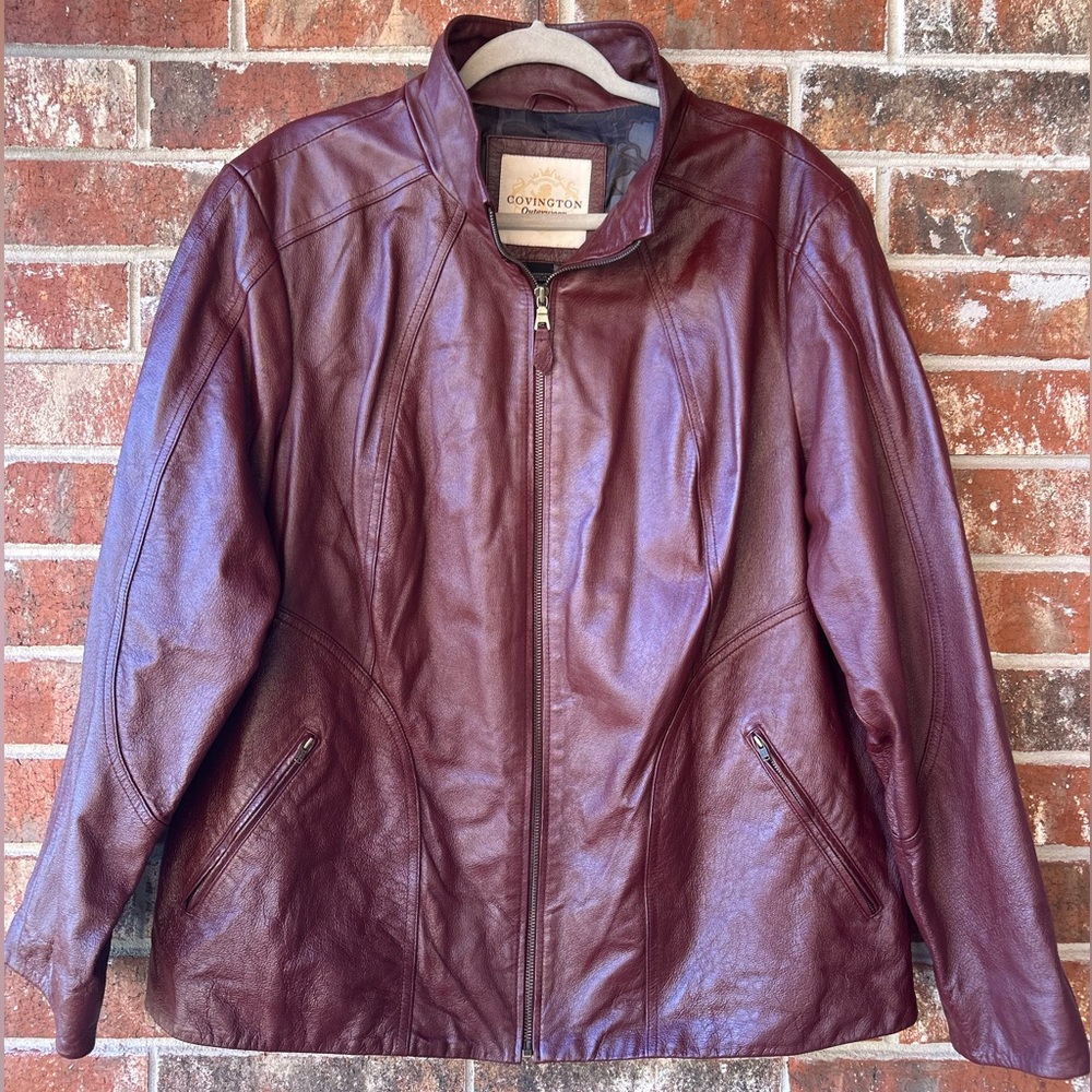 Covington Outerwear maroon genuine leather coat